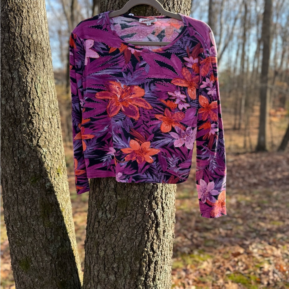 Vintage Y2K Floral Long Sleeve Top